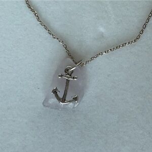 Sterling Silver Anchor sea glass Pendant Necklace